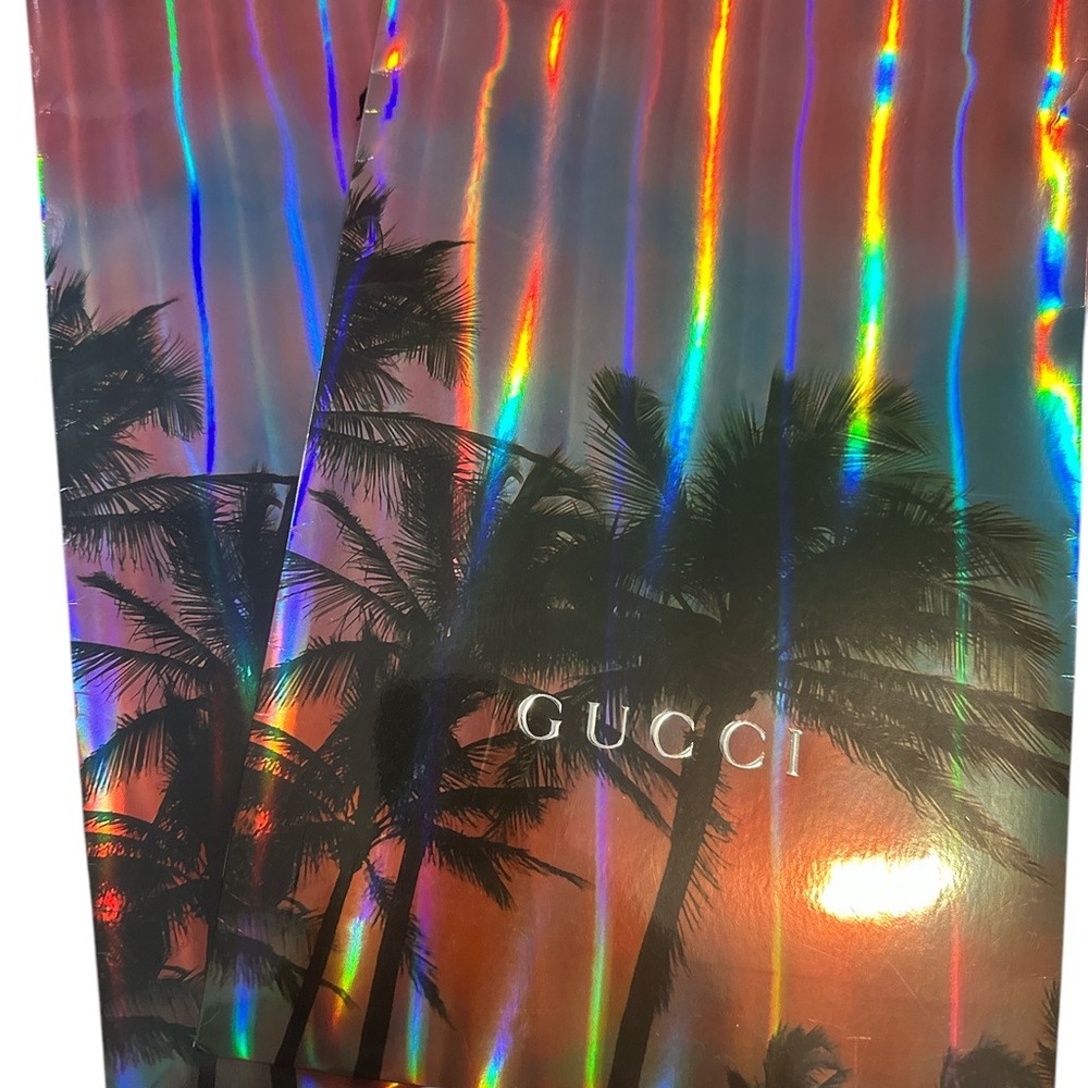 Gucci Holographic Palm Tree Shopping bags